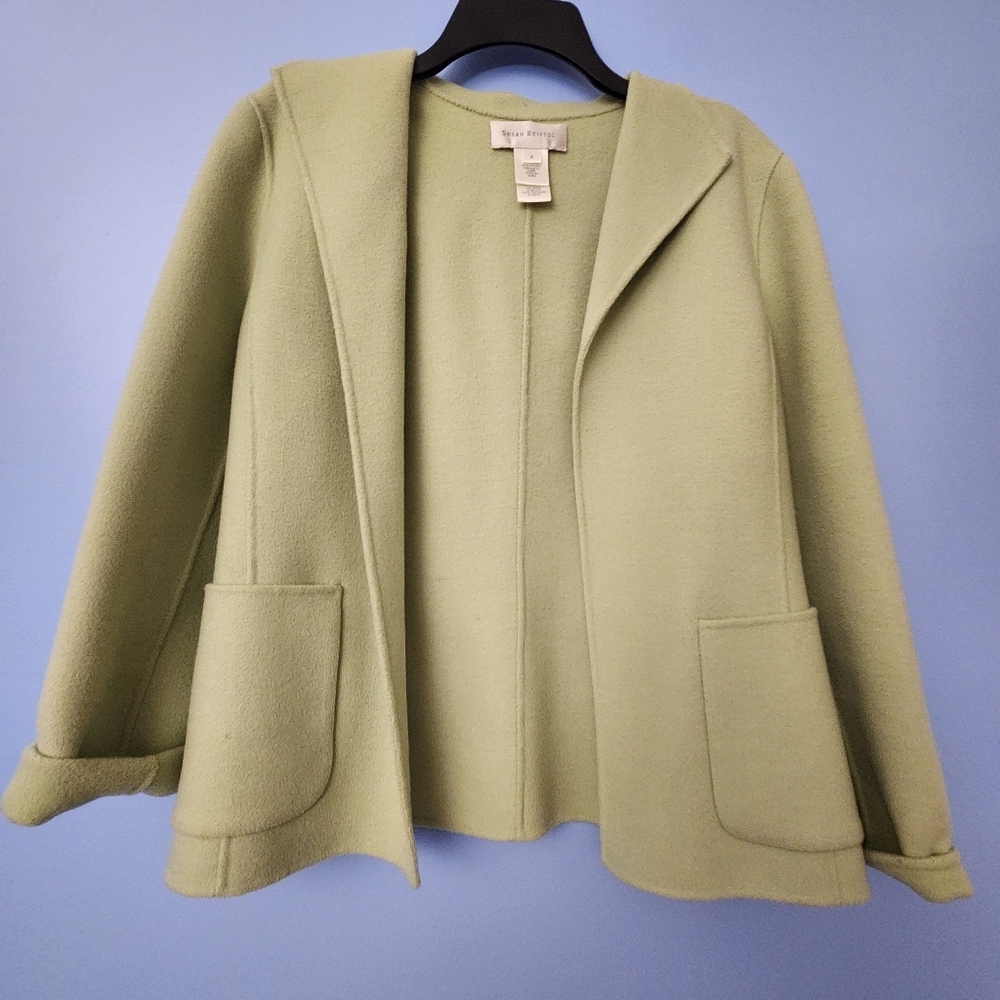 Susan Bristol 100% wool sage green blazer